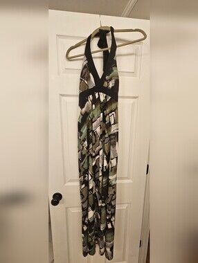 Teal and Brown Printed Dressbarn Dress